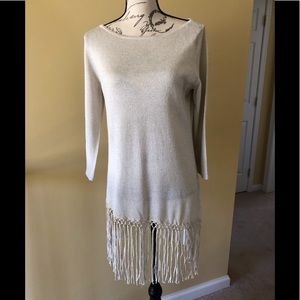 WHBM Shimmer fringe-hem Sweater